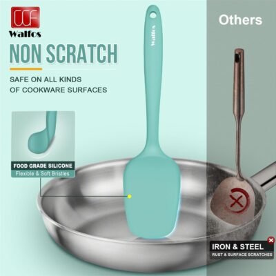 71OvuqXUNHL._AC_SL1500_.jpg Walfos Silicone Spatula - 600°F High Heat Resistant Kitchen Spoon Spatulas(set of 5), Strong Steel Core and One-Pieces Design, For Cooking Mixing & Baking - BPA Free and Dishwasher Safe (Teal/Aqua)