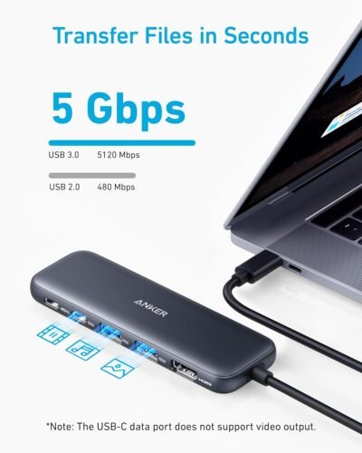 Anker USB C Hub, 5-in-1 USBC to HDMI Splitter with 4K Display, 1 x Powered USB-C 5Gbps & 2×Powered USB-A 3.0 5Gbps Data Ports for MacBook Pro, MacBook Air, Dell and More
