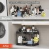 2 Pack Multi-Purpose Pull-Out Storage Organizers, Under Sink Organizers and Storage for Bathroom & Kitchen, Under Cabinet Organizers and storage, 12.8 Inch, Black