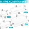 Vtopmart 25 PCS Clear Plastic Drawer Organizers Set, 4-Size Versatile Bathroom and Vanity Drawer Organizer Trays, Storage Bins for Makeup, Bedroom, Kitchen Gadgets Utensils and Office