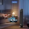 Dreo Tower Fan for Bedroom, 25ft/s Velocity Quiet Floor Fan, 90° Oscillating Fans for Indoors with 4 Speeds, 4 Modes, 8H Timer, Standing Fans, Bladeless Fan, Black, Nomad One (DR-HTF007)