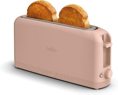 71RhijtzBxL._AC_SL1500_.jpg bella 2 Slice Slim Toaster, Fits-anywhere™ Kitchenware, 6 Setting Shade Control with Reheat & Cancel Buttons, Fits sourdough, 10” Long Slot, Anti Jam & Auto Shutoff, 900 Watt, Blossom