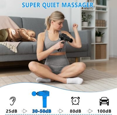 Massage Gun, Muscle Massage Gun for Athletes Handheld Electric Deep Tissue Back Massager, Percussion Massage Device for Pain Relief with 30 Speed Levels 9 Heads