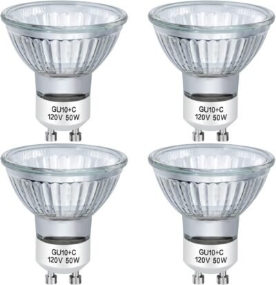 GU10 Halogen Bulbs 50W 120V MR16 for Scent Wax Burner, Dimmable Warm White, Pack of 4
