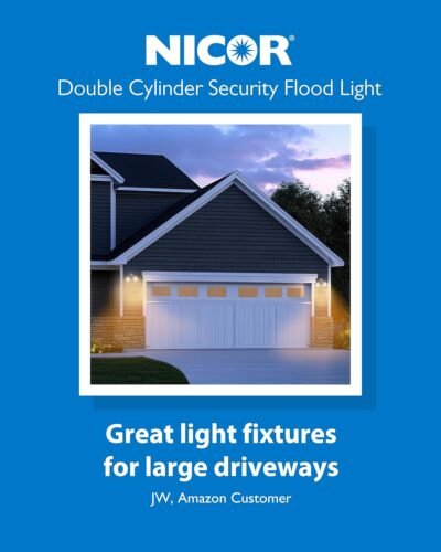 NICOR Lighting 100W Black Double Cylinder Adjustable Security Flood Light (11521)