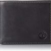 Timberland Men's Leather Wallet With Attached Flip Pocket, Black (Cloudy), One Size