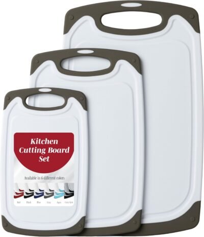 71VdCOeKkuL._AC_SL1500_.jpg Cutting Boards for Kitchen - BPA-Free Chopping Board - Different Sizes & Non Slip Handles - Reversible, Large Cutting Board Set - Unique Gifts for Cooks Who Have Everything - 3-Pack Gray