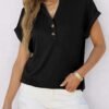 ANRABESS Womens Short Sleeve Henley Tops V Neck Dressy Casual Blouses Summer Trendy Tee Shirts 2025 Vacation Fashion Clothes