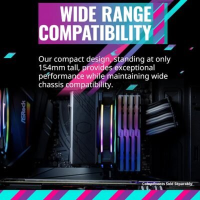 Cooler Master Hyper 212 Halo CPU Sink - Black Aluminum Finish, 4 Heat Continuous Direct Contact Pipes with Fins, MF120 Halo2 ARGB Fan, ARGB Detects, LGA1700 and AM5 Support - Black