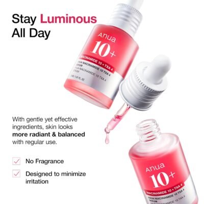71Xgys8TJML._SL1500_.jpg ANUA Niacinamide 10 + TXA 4 Serum, Hyaluronic Acid, Tranexamic acid, Vitamin B12, Facial Serum for Glass Skin, Clarifying, Radiant Complexion with Natural Color, Korean Skin Care (30ml /1.01 fl.oz)