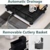 Iron Dish Drying Rack with Drainboard Dish Drainers for Kitchen Counter Extendable Spout Strainers with Utensil Holder and Knife Slots, Black