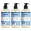 MRS. MEYER'S CLEAN DAY Hand Soap, Made with Essential Oils, Biodegradable Formula, Rain Water, 12.5 fl. oz - Pack of 3