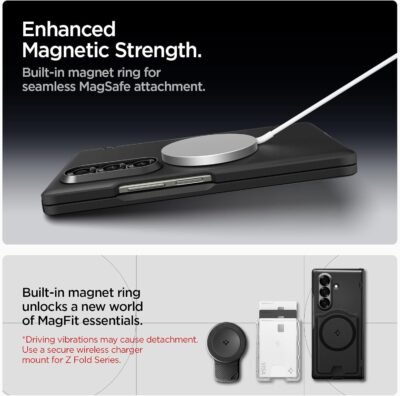 Spigen for Galaxy Z Fold 7 Case, Slim Armor Pro MagFit [Hinge Protection] [Fast Wireless Charging/Magnet for Galaxy] - Black