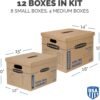 Bankers Box Classic Moving Box 12 Pack Kit, Reinforced Handles, Tape-Free Assembly, Box with Lid, 8 Small and 4 Medium Boxes (7716401)