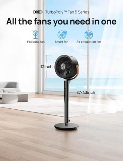 71b0YhgH0L._AC_SL1500_.jpg Dreo Smart Fan for Bedroom, 120°+105° Omni-directional Oscillating Standing Fans with Remote, 100ft Quiet Floor Fan for Room, Wi-Fi/Voice/Alexa, 6 Modes, 8 Speeds, 37-43'' Height, 8H Timer, DC Motor