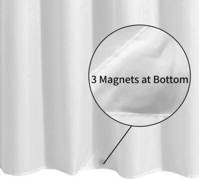 ALYVIA SPRING Waterproof Fabric Shower Curtain Liner with 3 Magnets - Soft Hotel Quality Cloth Shower Liner, Light-Weight & Machine Washable - Standard Size 72x72, White