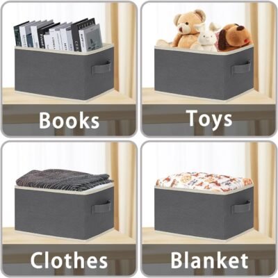 71dMouTRTTL._AC_SL1400_.jpg LHZK Small Storage Baskets for Shelves 6 Pack, Collapsible Fabric Storage Bins for Shelves, Closet Organizers Bins with Handles (Grey, 11.4"x8.7"x6.7")
