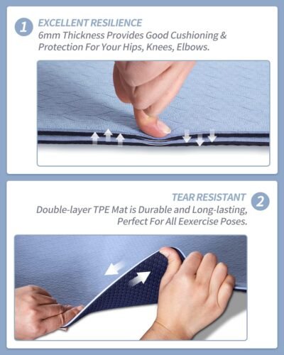 71fP8v0NgPL._AC_SL1500_.jpg COOLMOON Yoga Mat Non Slip, Anti-Tear 1/4 Thick TPE Yoga Mats for Women and Men, 72"x24" Exercise & Fitness Mat with Carrying Strap, Workout Mats for Yoga, Pilates and Floor Exercise