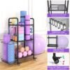 Home Gym Storage Rack Exercise Equipment Storage Organizer for Yoga Mat Dumbbells Kettlebells Foam Roller Yoga Strap & Resistance Bands, Ideal Yoga Mat Holder & Workout Equipment Organizer