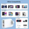 UK Ireland USB C Charger Block, LiFiYiRc 65W 6.6A 2 USB C 3 USB A Ports Plug for England Ireland Hong Kong, Type G Adapter Compatible for iPhone 16 15 14 13 12 11 Pro Max XS XR X SE Plus, Samsung