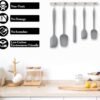 HOTEC 600℉ Heat Resistant BPA-Free Silicone Rubber Spatula Set,Kitchen Cooking Spatulas, Baking, Mixing for Non Stick Cookware, Dishwasher Safe, Set of 5 Grey