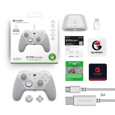 GameSir G7 Pro Wired Controller for Xbox Series X|S, Xbox One, Wireless Gamepad for PC&Android with TMR Sticks, Hall Effect Analog Triggers, 1000Hz Polling Rate, 3.5mm Audio Jack - White