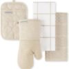 71ia9AyLpsL._AC_SL1500_.jpg KITCHENAID Quilted Cotton Terry Cloth Oven Mitt, Pot Holder, Kitchen Towel 4-Pack Set, Heat Resistant, Silicone Grip, 16"x26", 7"x13" & 7"x10", Milkshake