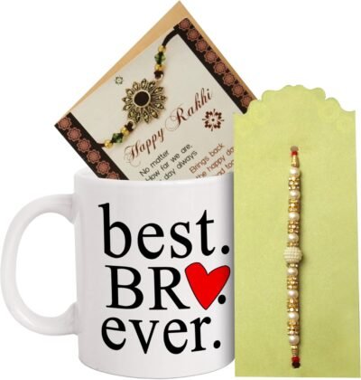 TIED RIBBONS Rakhi for Brother with Gift Set | Bhai Rakhi | Coffee Mug (10 Oz) | Mini Card - Raksha bandhan Rakhi Bracelet for Brother Rakhi for Bhaiya | Bro Rakhi Thread | Rakhi Set