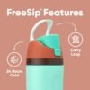 Owala Kids FreeSip Insulated Stainless Steel Water Bottle with Straw for Sports, Travel, and School BPA-Free Sports Water Bottle, 16 oz, Mint Chocolate