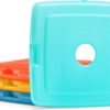 Cool Coolers By Fit & Fresh 4 Pack Slim Ice Packs, Quick Freeze Space Saving Reusable Ice Packs for Lunch Boxes or Coolers, Multi Colored, Single Pack