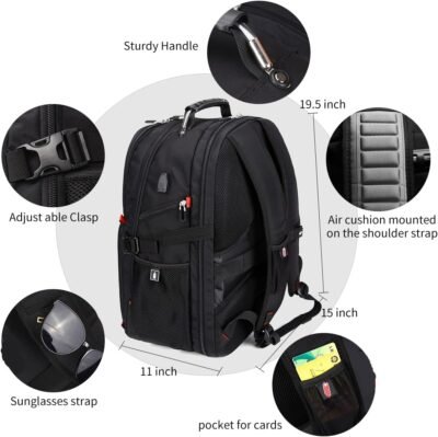 71kNE-DtL._AC_SL1200_.jpg SHRRADOO Extra Large 50L Travel Laptop Backpack with USB Charging Port, College High School Backpack Airline Approved Business Work Bag Fits 17 Inch Computer for Men Women