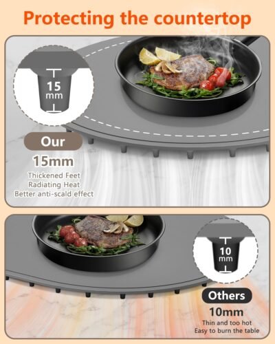 Warming Mat for Food with Adjustable Temperature Timer,10S Fast Heating Silicone Food Warmers for Parties Buffet and Home Daily,Food Warming Mat with Insulating Pad Raised Feet Protects Table