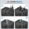 EPICKA Universal Travel Adapter, International Power Adapter with 2 USB-A & 3 USB-C Ports Wall Charger - Worldwide Travel Essentials, European Travel Plug Adapter for UK/US/AU (TA-105C, Black)