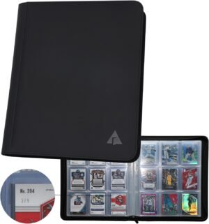 Rayvol Toploader Binder Transparent Sleeves, Holds 252 Toploaders 9-Pocket Top Loader Card Storage Album, Ringless Double-Sided Pockets for Sports and Trading Cards in 3 x 4'' Toploaders