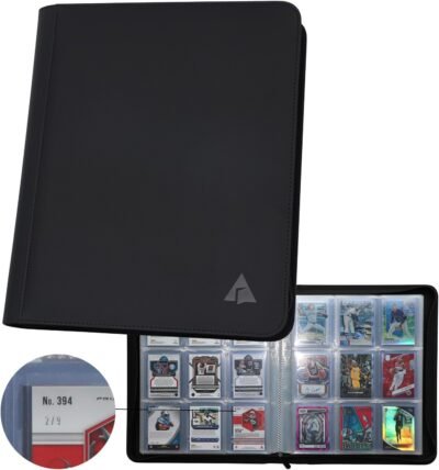 Rayvol Toploader Binder Transparent Sleeves, Holds 252 Toploaders 9-Pocket Top Loader Card Storage Album, Ringless Double-Sided Pockets for Sports and Trading Cards in 3 x 4'' Toploaders