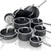 Ninja Cookware, Ninja NeverStick Professional, 16-Piece Pots and Pans Set, Non Stick Frying Pans, Kitchen Essentials, Stock Pot, Sauce Pan, Glass Lids, Saute Pan, All Stovetops, Black, C39900