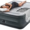 Intex 64417ED 22in Queen Dura-Beam Comfort Plush High-Rise Inflatable Air Mattress with Built in Pump for Travel and Camping, 600lb Weight Capacity