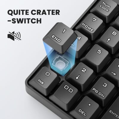 Wired Number Pad, USB Numeric Keypad 19 Key Number Keypad Keyboard for Laptop PC Computer Notebook, Big Print Letters - Black