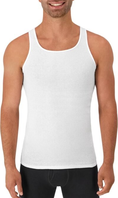 Hanes Men's, Moisture-Wicking Ribbed, Lightweight Cotton Tank Undershirts, Multi-Pack