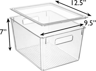 ClearSpace Plastic Storage Bins with Lids X-Large – Perfect Kitchen Organization, Desk Organizer or Pantry Storage – Desktop Organizer, Pantry Organization and Storage Bins, Cabinet Organizers