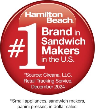 Hamilton Beach Dual Breakfast Sandwich Maker with Timer, Ready in 5 Minutes, Removable Dishwasher Safe PFAS-Free Non-Stick Egg Cooker Ring, Silver (25490MNA)