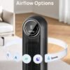 Dreo Tower Fan for Bedroom, 25ft/s Velocity Quiet Floor Fan, 90° Oscillating Fans for Indoors with 4 Speeds, 4 Modes, 8H Timer, Standing Fans, Bladeless Fan, Black, Nomad One (DR-HTF007)
