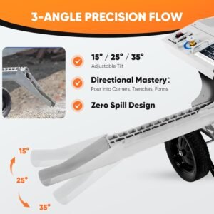 Mud Mixer 18 inch MMAC-0133 Chute Extension，Designed specifically for Mud Mixer MMXR-3221，Multiple Adjustable Angles of 15, 25 and 35, Auitable for More Concrete Pouring Scenarios,Grey