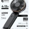 Portable Handheld Fan, 4000mAh, 180 Adjustable, 6 Speed Wind, Display Electricity in Real Time, USB Rechargeable Foldable Personal Fan