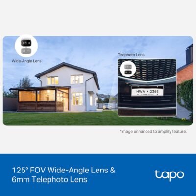 Tapo 2K 3MP Indoor/Outdoor Dual Lens Pan/Tilt Security Camera – 130° Wide-Angle + 6mm Telephoto, 360° Pan, Free Person/Vehicle Detection, SD/Cloud Storage, Works w/Alexa & Google Home – HybridCam Duo