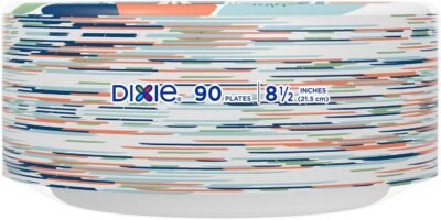 Dixie Medium Paper Plates, 8.5 Inch, 90 Count, 2X Stronger*, Microwave-Safe, Soak-Proof, Cut Resistant, Disposable Plates For Everyday Breakfast, Lunch, & Dinner Meals