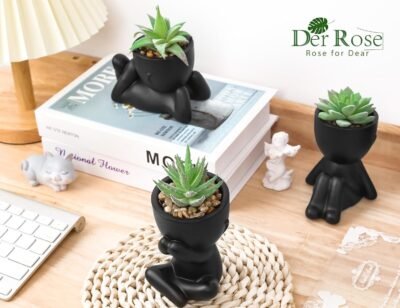 Der Rose 3pcs Fake Succulents Plants Artificial for Black Bathroom Bedroom Home Living Room Decor Aesthetic Indoor