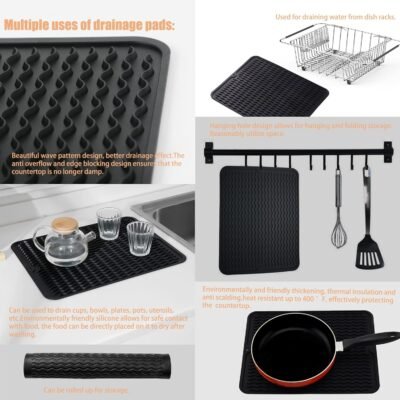 81-WgtLWzjL._AC_SL1500_.jpg Stainless Steel Dish Drying Rack(15.2"L X 11"W X 5.3"H), Expandable Fruit & Vegetable Drain Rack over Sink, Dish Drainer Rack in Sink, with Stainless Steel Utensil Holder & Silicone Mat(16")