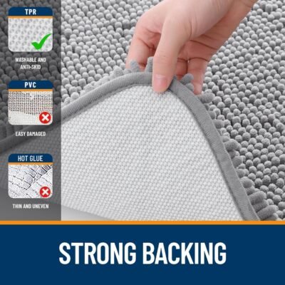 811vT2LcoHL._AC_SL1500_.jpg OLANLY 30-inch Round Bathroom Rugs, Extra Soft and Absorbent Chenille Bath Rugs, Quick Dry Machine Washable Bath Mats for Bathroom Floor, Tub and Shower, Home Decor Accessories, Grey