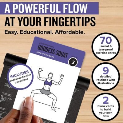 812B4dxaykL._AC_SL1500_.jpg NewMe Fitness Yoga Pose Workout Cards, Instructional Fitness Deck for Women & Men, Beginner Fitness Guide to Training Exercises at Home or Gym